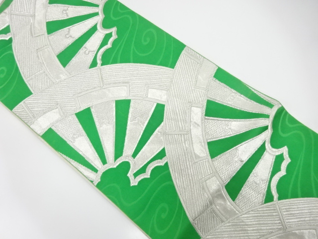 アンティーク　流水に片輪車模様織り出しリバーシブル全通袋帯（材料）